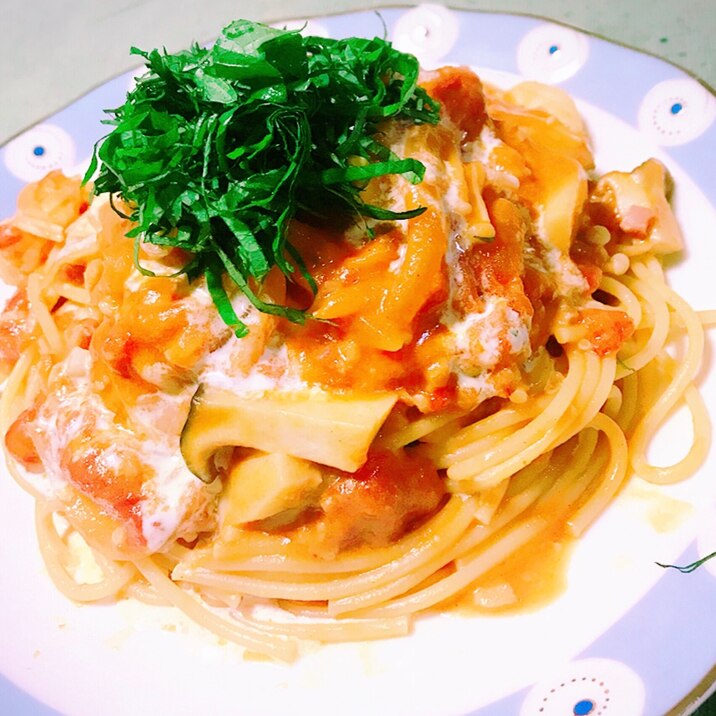 キノコと海老のトマトクリームパスタ レシピ 作り方 By Rino321 楽天レシピ